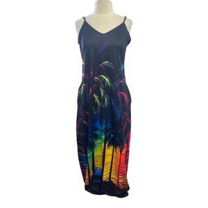 Vunahzma Tropical Palm Sunset Maxi Dress Medium New Summer Beach